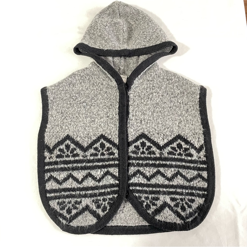 Carters Gray and Black Hooded Knit Poncho Cape 2t